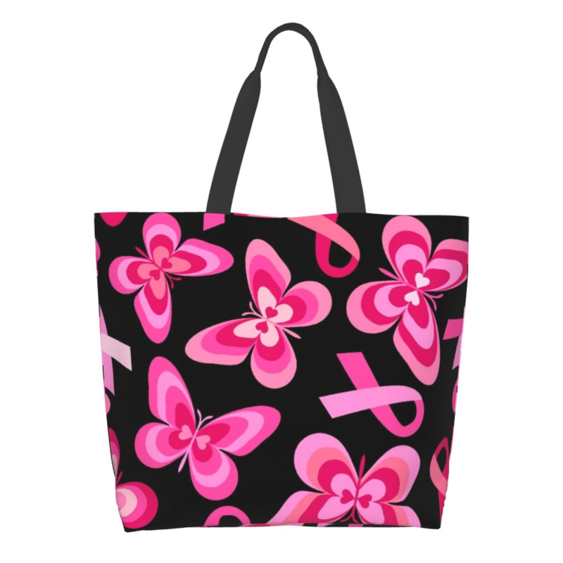 Pink Ribbon Breast Cancer Large Capacity Shopping Tote Bag
