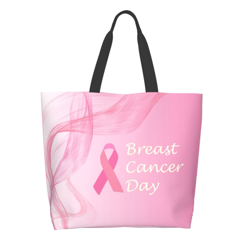 Pink Ribbon Breast Cancer Large Capacity Shopping Tote Bag