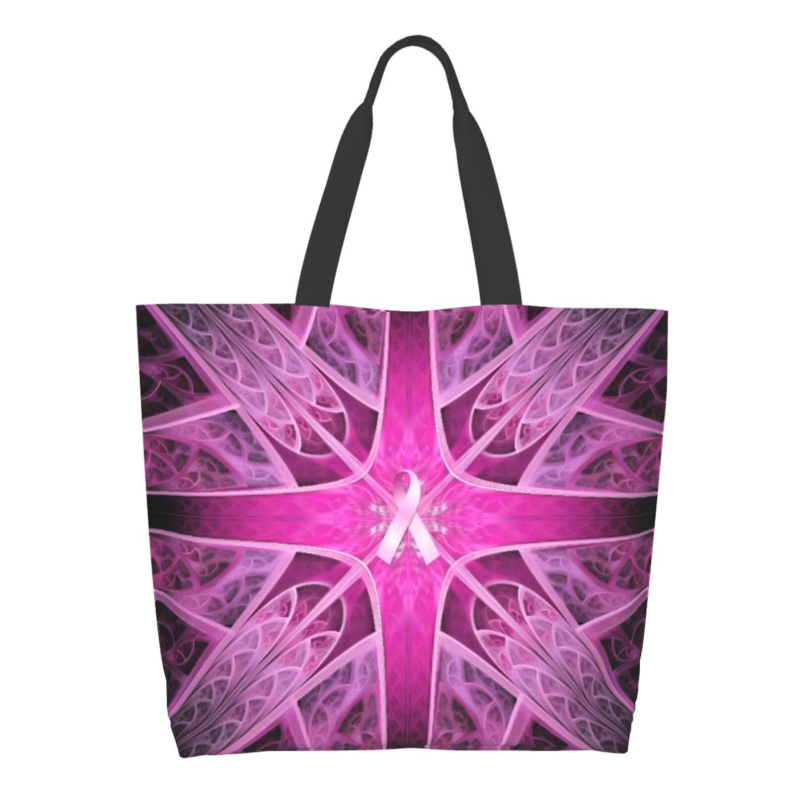 Pink Ribbon Breast Cancer Large Capacity Shopping Tote Bag