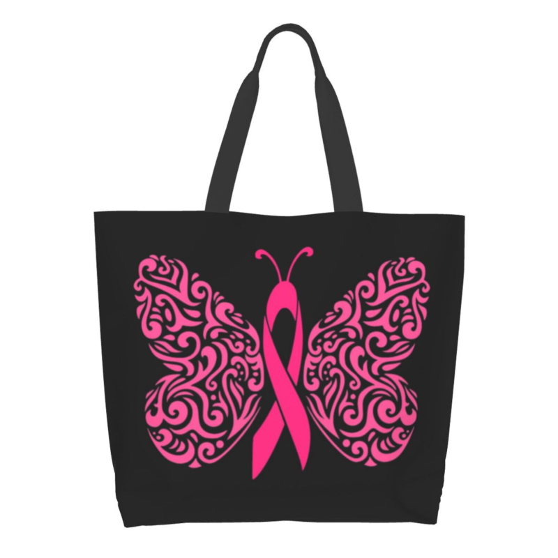 Pink Ribbon Breast Cancer Large Capacity Shopping Tote Bag