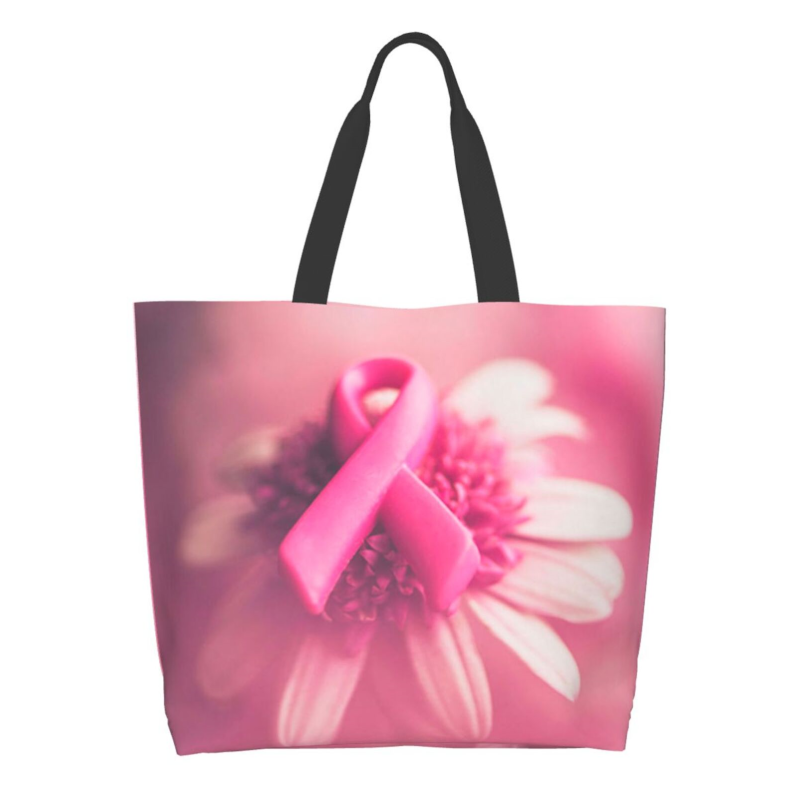 Pink Ribbon Breast Cancer Large Capacity Shopping Tote Bag