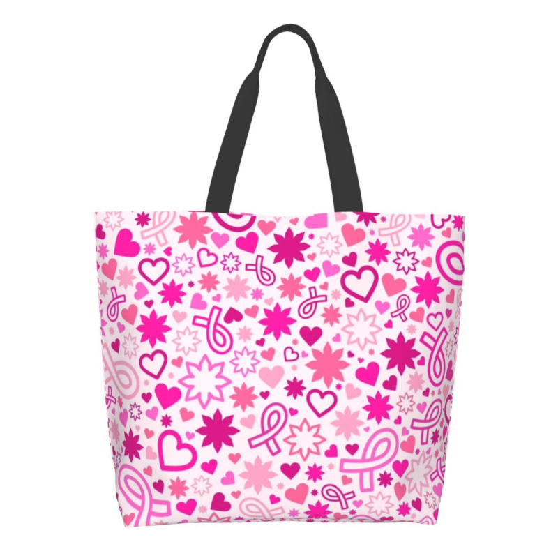 Pink Ribbon Breast Cancer Large Capacity Shopping Tote Bag
