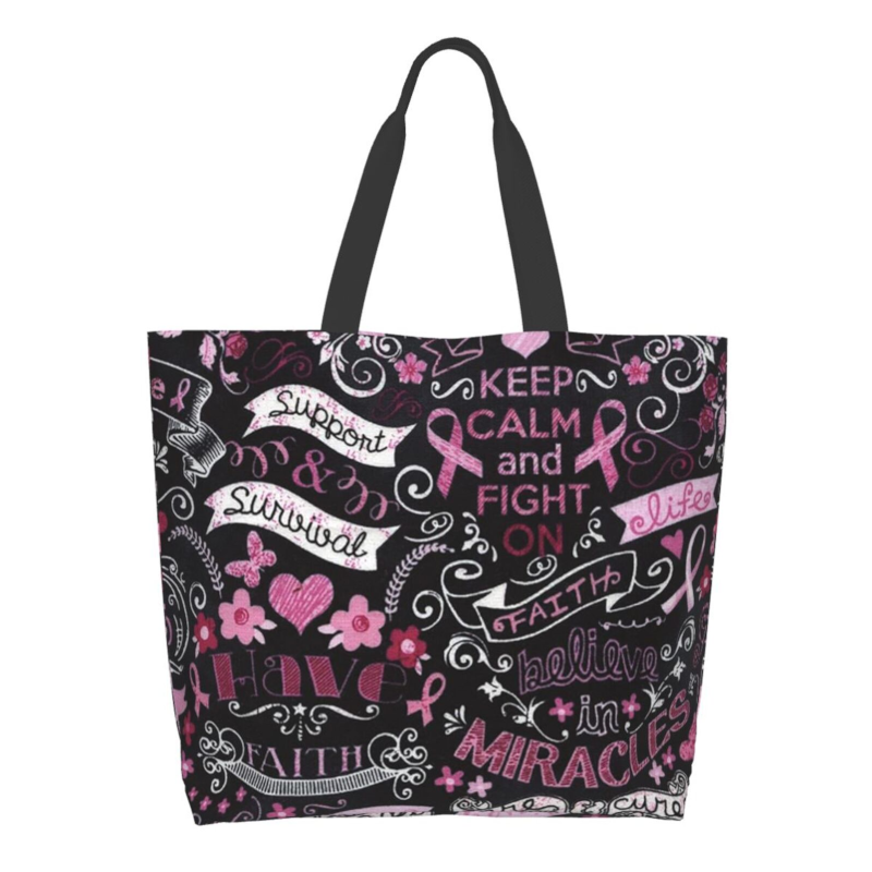 Pink Ribbon Breast Cancer Large Capacity Shopping Tote Bag