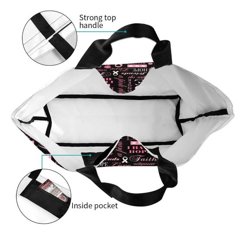 Pink Ribbon Breast Cancer Large Capacity Shopping Tote Bag