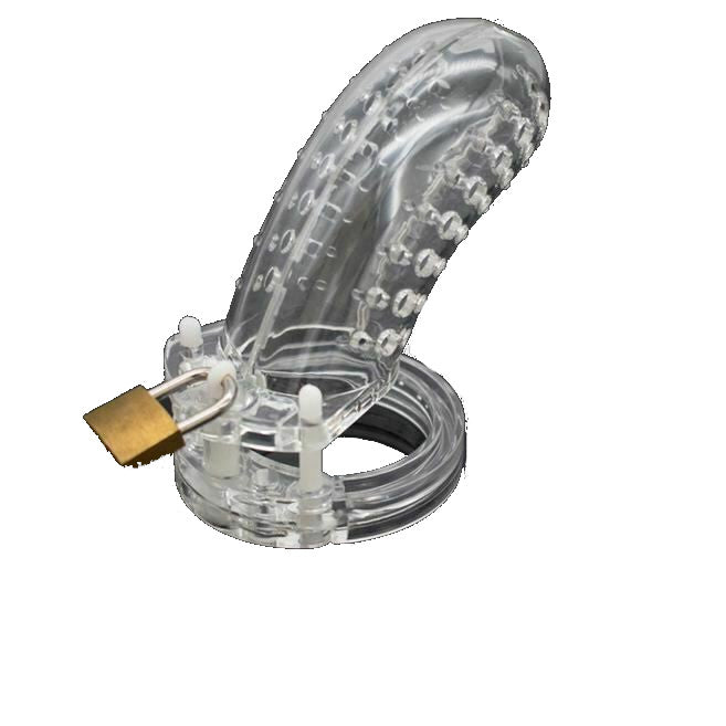 Plastic Male Chastity Device Breathable Locking Cock Cage Penis Ring Men