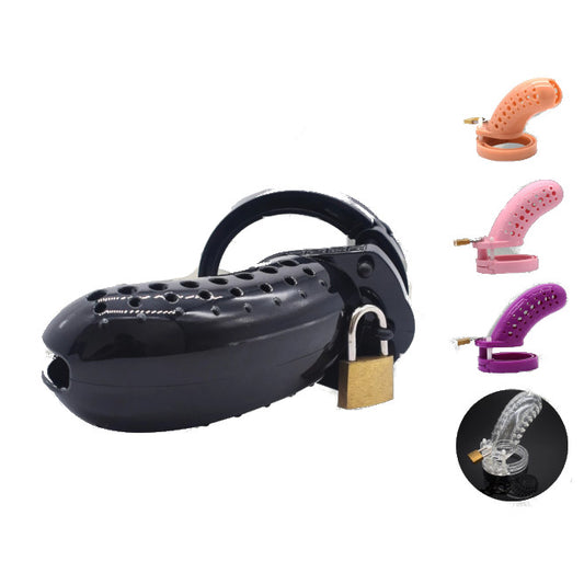 Plastic Male Chastity Device Breathable Locking Cock Cage Penis Ring Men