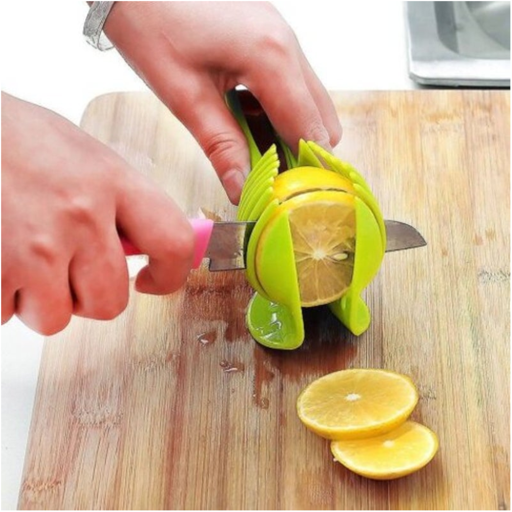 Plastic Potato Slicer Tomato Cutter Tool Lemon Cutting Holder Cooking Tools Kitchen Accessories Green