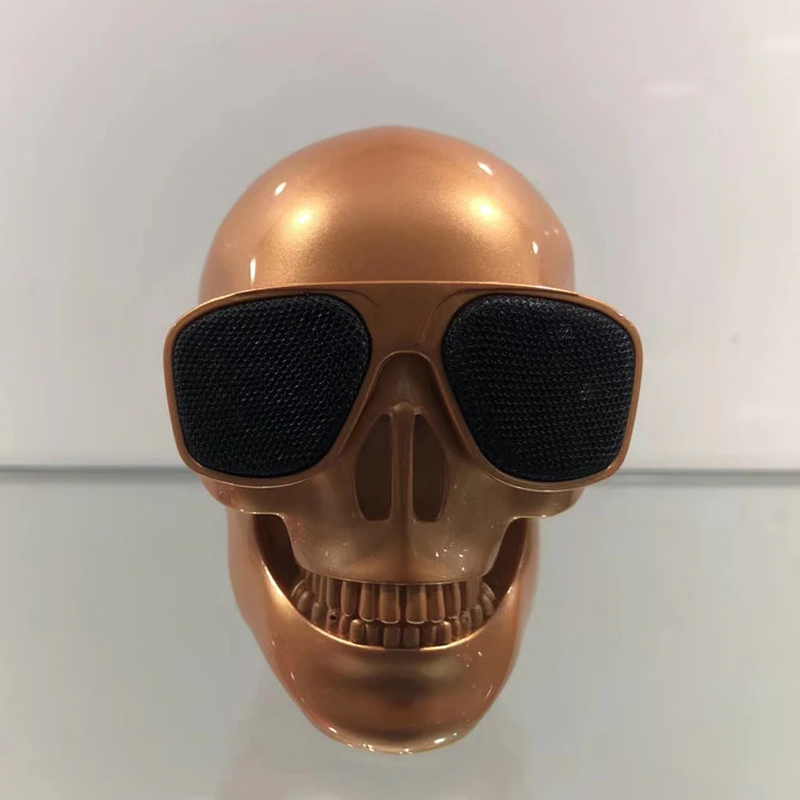 Creative Mini Skull Skeleton Speakers Portable Wireless Bluetooth Gold