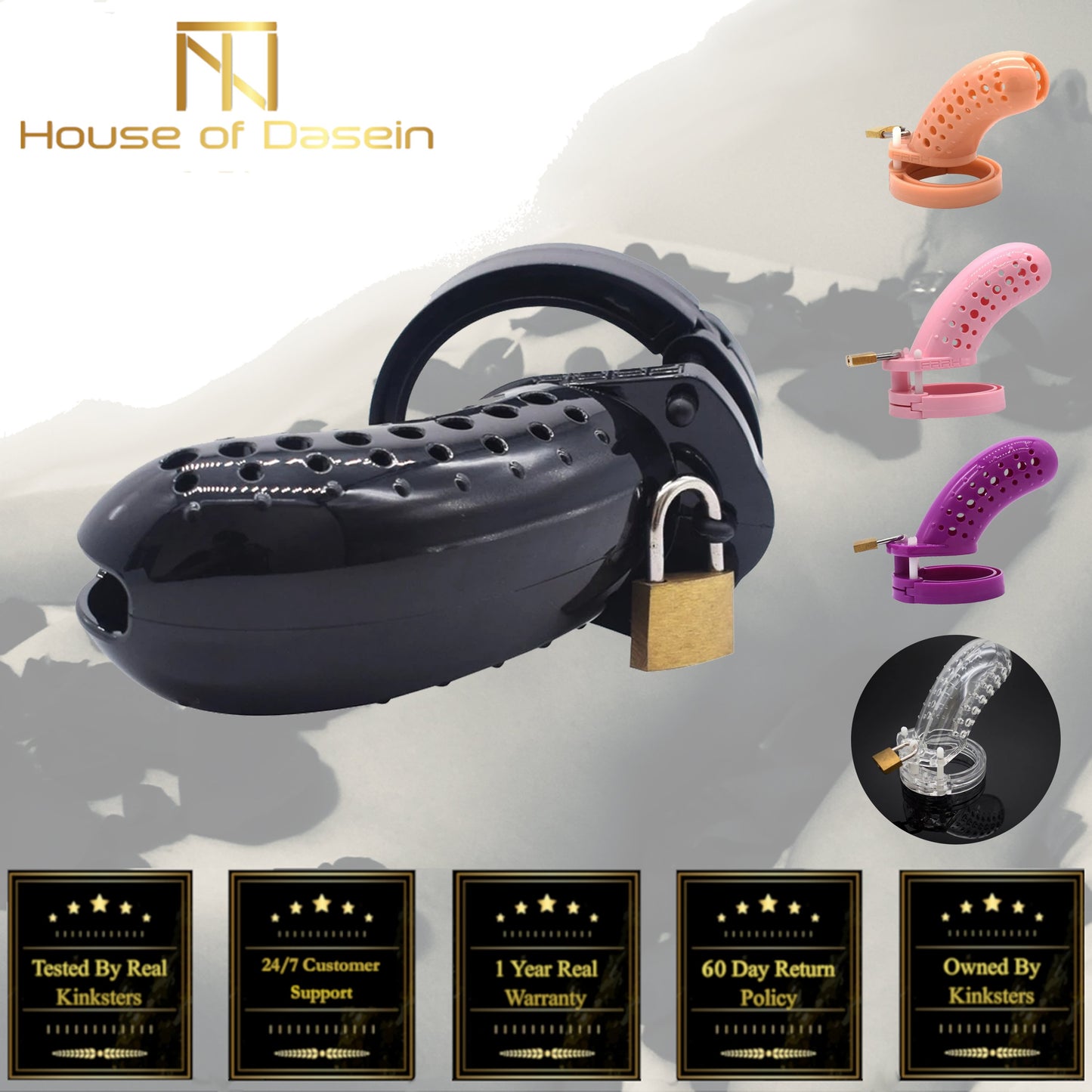 Plastic Male Chastity Device Breathable Locking Cock Cage Penis Ring Men