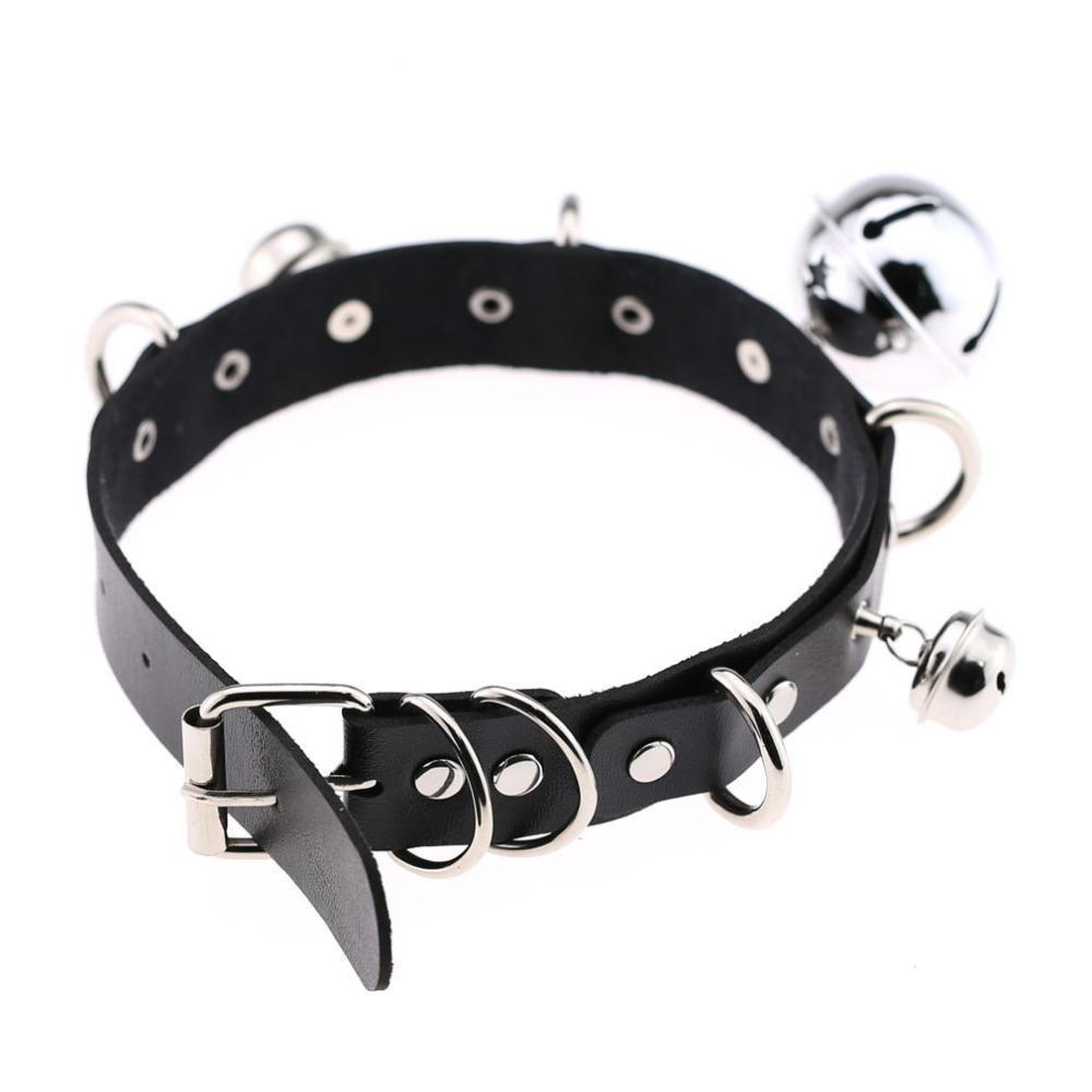 Pleather Cat Bell Collar Kitten Play Leather Bondage Bdsm