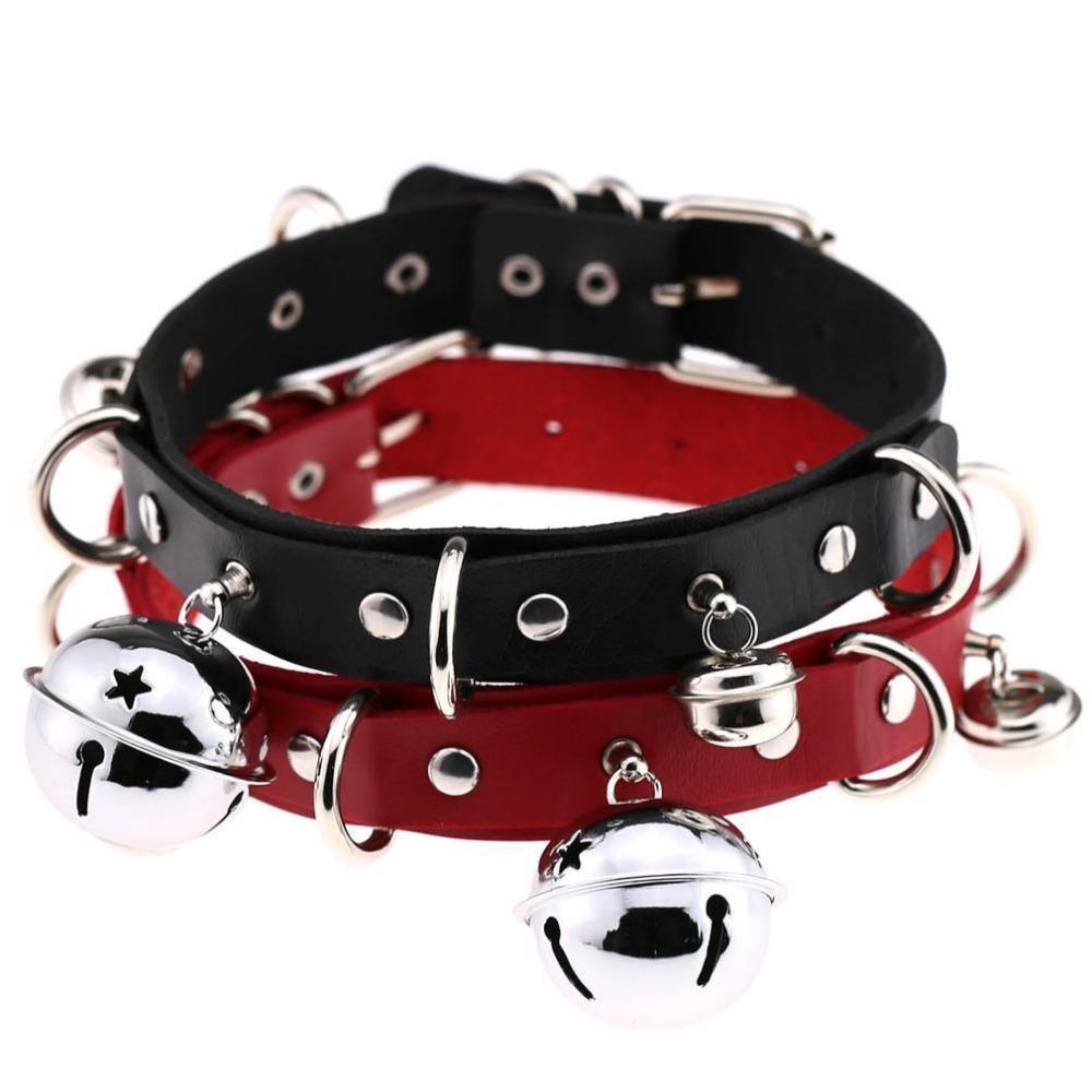 Pleather Cat Bell Collar Kitten Play Leather Bondage Bdsm