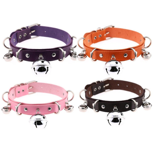 Pleather Cat Bell Collar Kitten Play Leather Bondage Bdsm