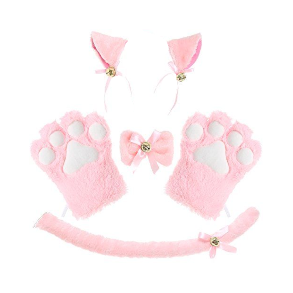 Plush Cat Ears Paws Gloves Tail Anime Cosplay Kitten Pet Play Bdsm Kink Fetish