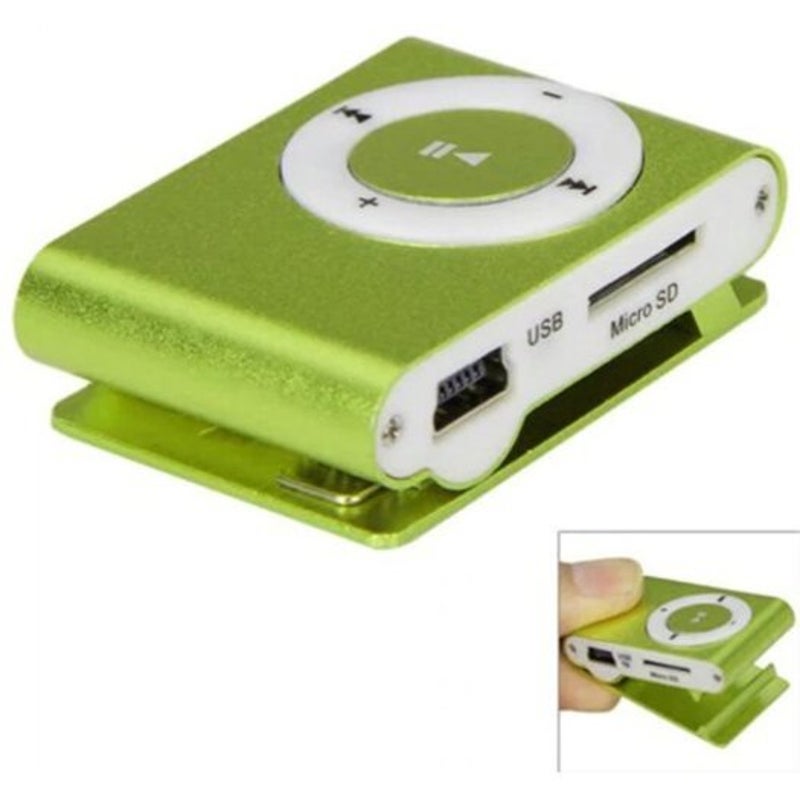 Pocketmp3player 3.5Mm Audio Jack With Back Clip Micro Sd Card Slot Green
