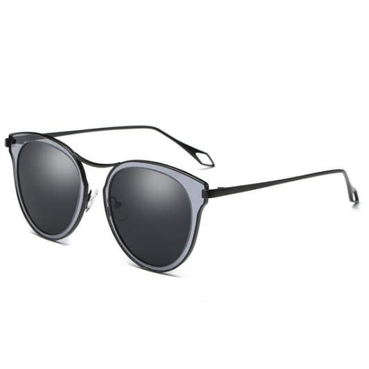 Black Designer Fashion Metal Frame Polarized Sunglasses For Women