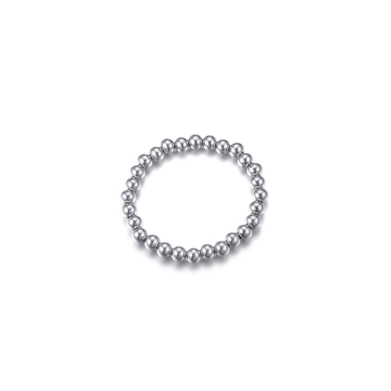 Veile Studios Polished Finish Stainless Steel Beads Stretch Bracelet Bangle Silver