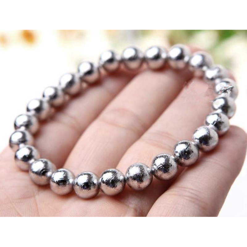 Veile Studios Polished Finish Stainless Steel Beads Stretch Bracelet Bangle Silver