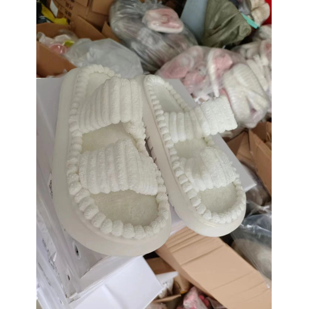 Fluffy Slippers Soft Criss-Cross Straight Designs