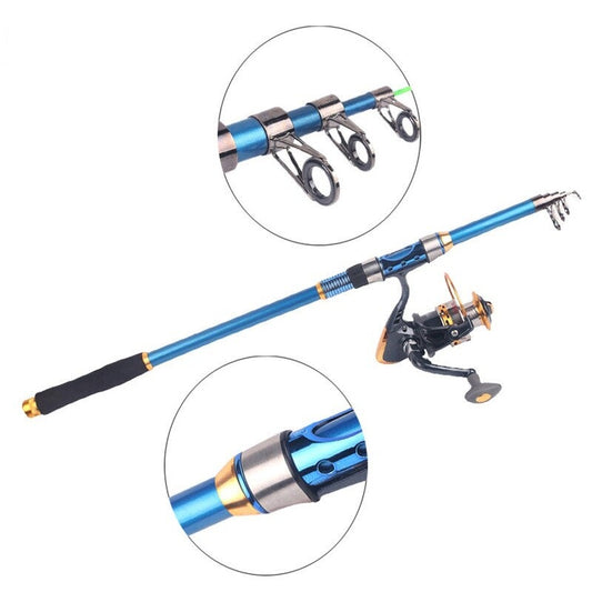 2.1M 6.89Ft Telescopic Fishing Rod Tackle Travel Spinning Pole