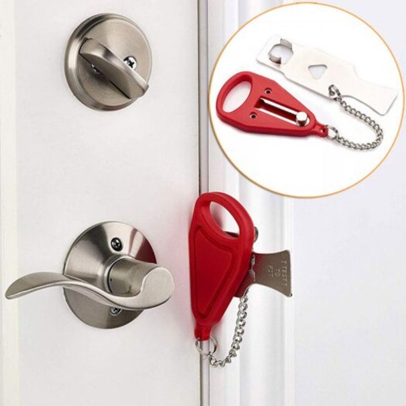 Red Hotel Door Lock Self Defense Stop Travel Locks