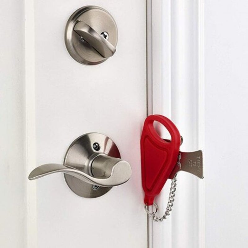 Red Hotel Door Lock Self Defense Stop Travel Locks