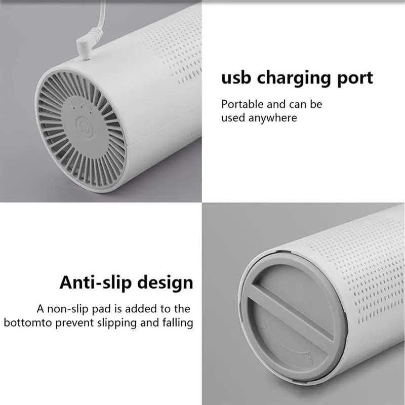Air Purifier Negative Ion Cleaner Four Layer Filter Remove Toxic Gases Household Car Usb Rechargeable White