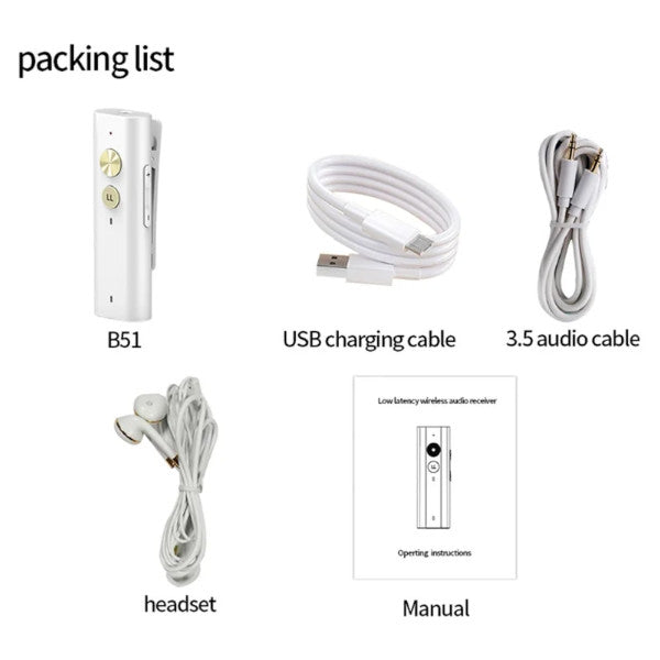 Portable Bluetooth 5.1 Receiver Wireless Audio Adapter For Microphone Tv Car 3.5Mm Aux Low Latency Ll