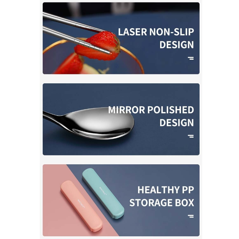 Travel Stainless Steel Tableware Set Chopsticks Spoon Dinnerware