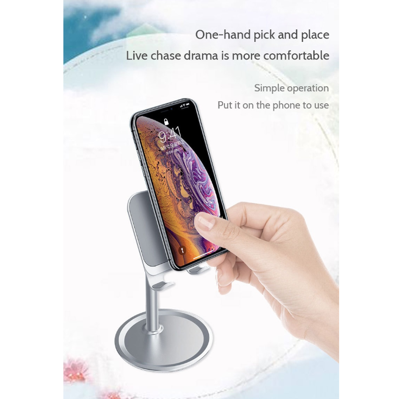 Universal Metal Desktop Stand Flat Ipad Mobile Phone With Mini Storage Rack