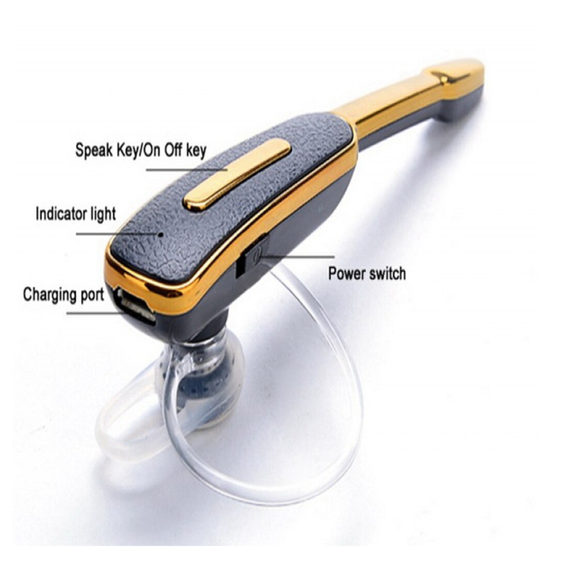 Wireless Bluetooth Business Handsfree Sports Headset With Microphone Jet Black