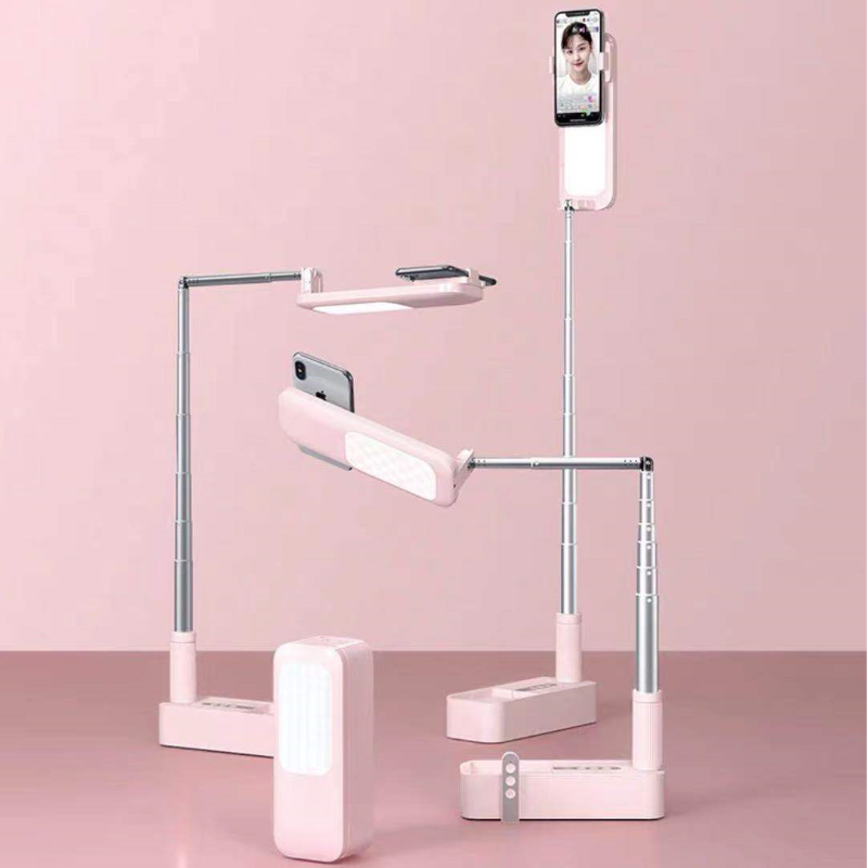 Portable Foldable Selfie Mobile Phone Holder With Light Bluetooth Remote Control