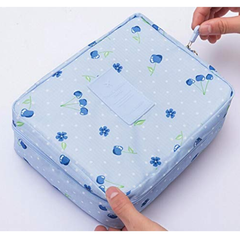 Practical Multi Layer Cosmetic Bag Light Blue