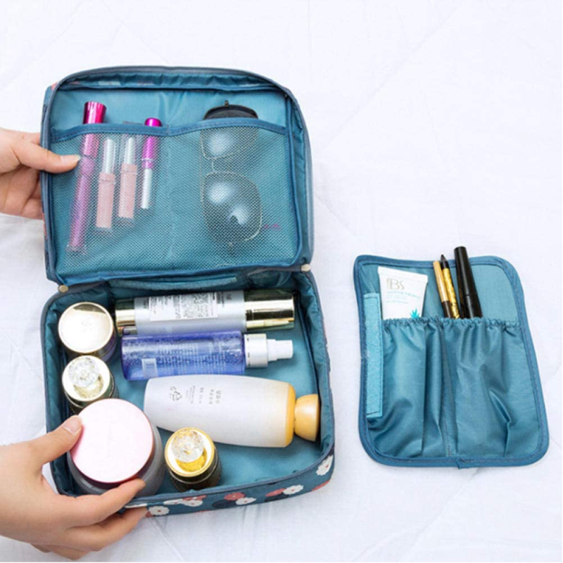 Practical Multi Layer Cosmetic Bag Light Blue
