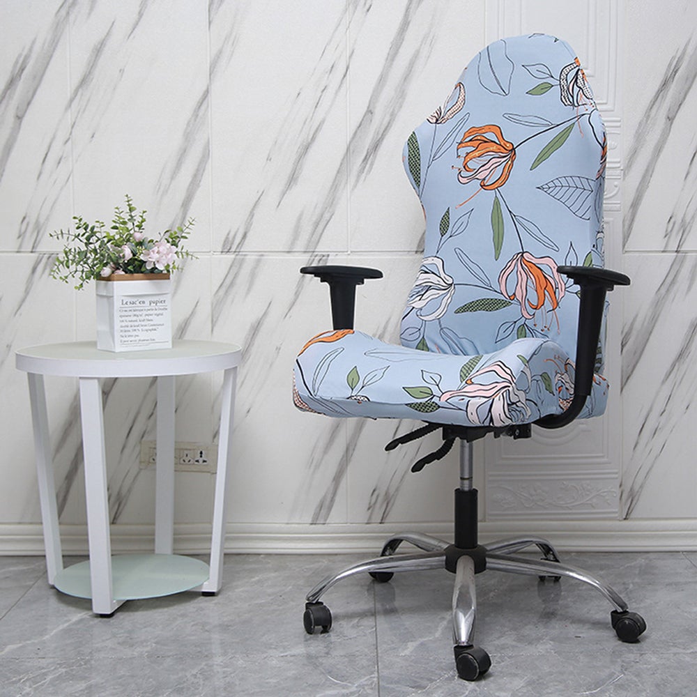 Printed Ergonomic Office Computer Game Chair Slipcovers Stretchy Seat Covers