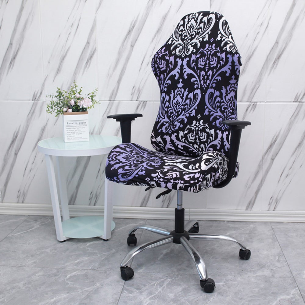 Printed Ergonomic Office Computer Game Chair Slipcovers Stretchy Seat Covers