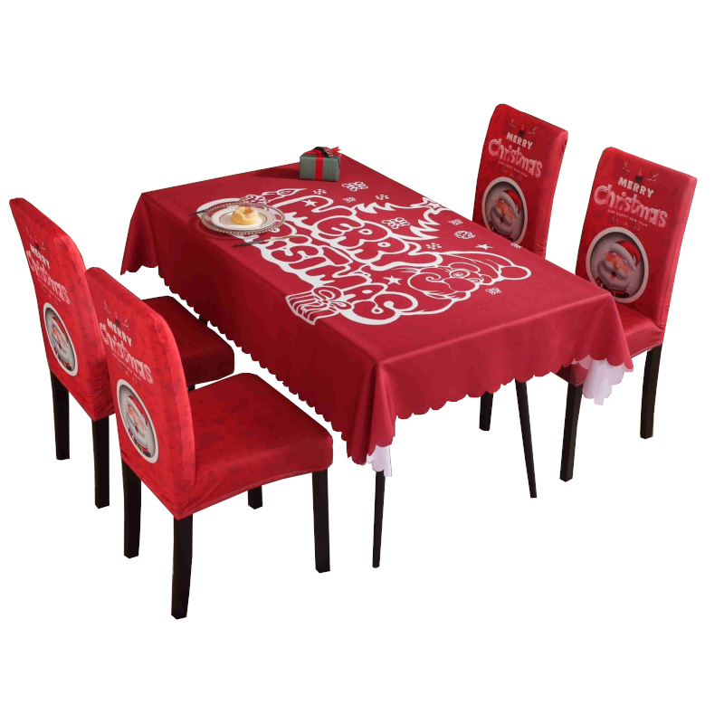 Printed Festive Christmas Table Cloths Chair Covers Party Decorations