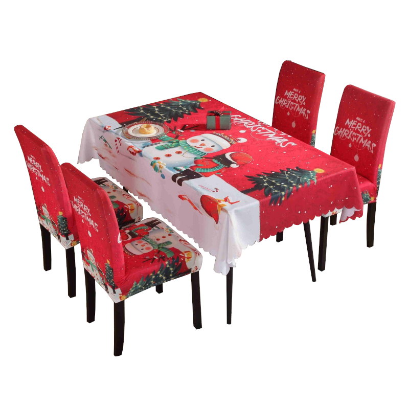 Printed Festive Christmas Table Cloths Chair Covers Party Decorations