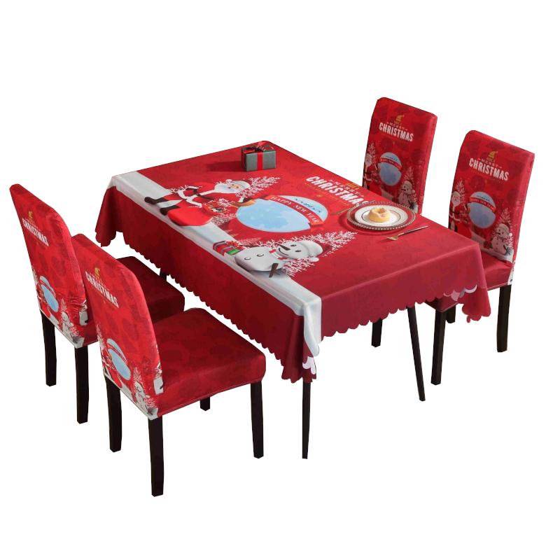 Printed Festive Christmas Table Cloths Chair Covers Party Decorations