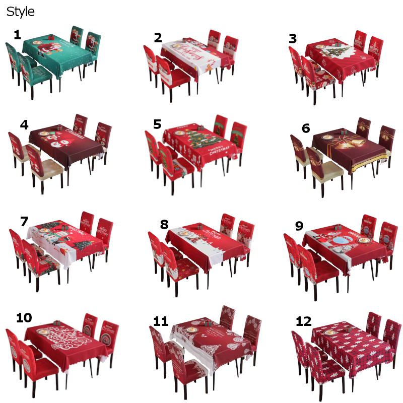 Printed Festive Christmas Table Cloths Chair Covers Party Decorations