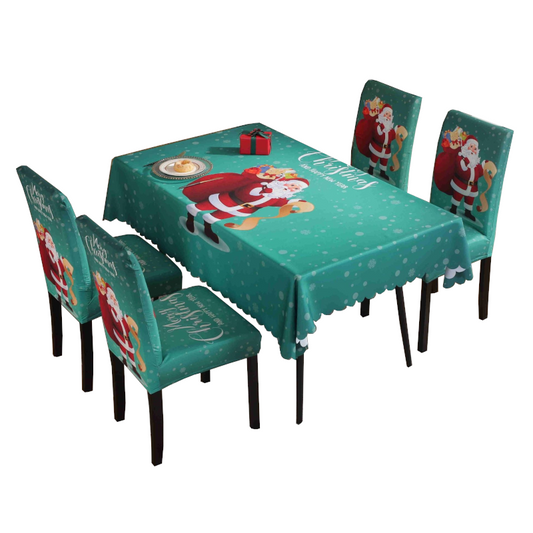 Printed Festive Christmas Table Cloths Chair Covers Party Decorations