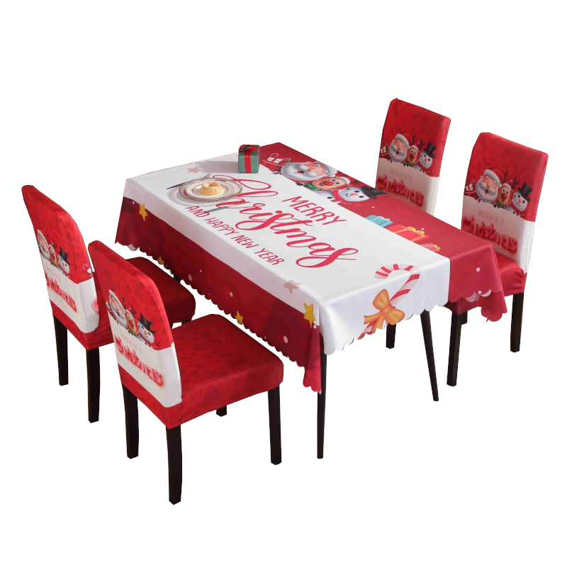 Printed Festive Christmas Table Cloths Chair Covers Party Decorations