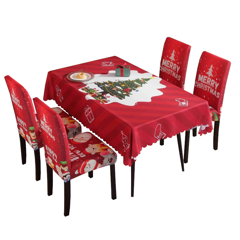 Printed Festive Christmas Table Cloths Chair Covers Party Decorations