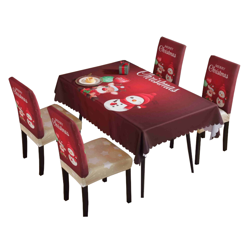 Printed Festive Christmas Table Cloths Chair Covers Party Decorations