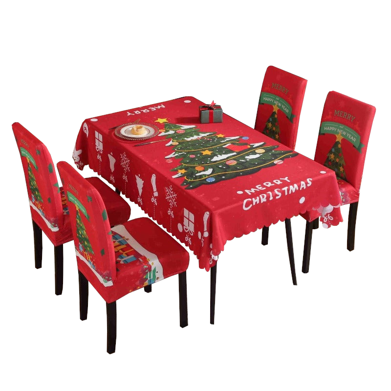 Printed Festive Christmas Table Cloths Chair Covers Party Decorations