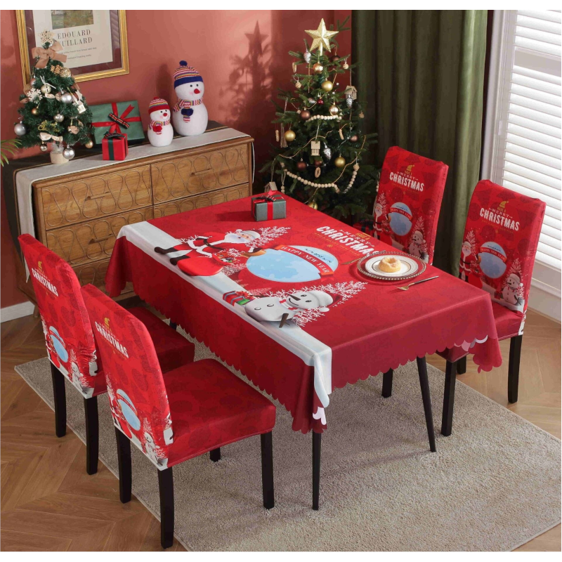 Printed Festive Christmas Table Cloths Chair Covers Party Decorations