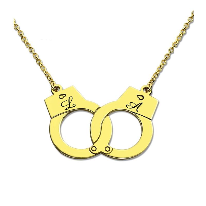 Custom Initials Necklace Pendant Handcuffs Symbolic Jewellery Bdsm
