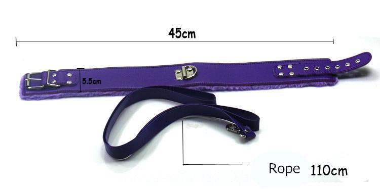 Bdsm Plush Collar Leash Purple Black Red Bondage Restraints Kink