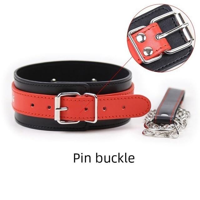 Sexy Leather Bondage Collar Lead Chain Dog Roleplay Puppy Pet Play B-D-S-M