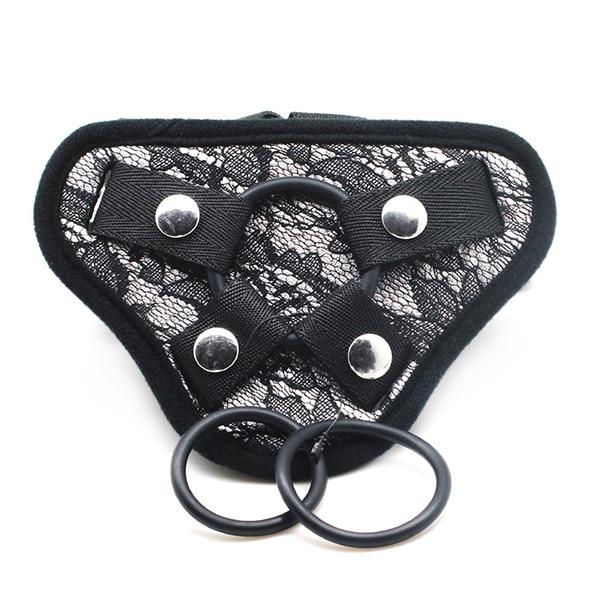 Seduction Black With Lace Strapon Harness Pegging Lesbian Couples