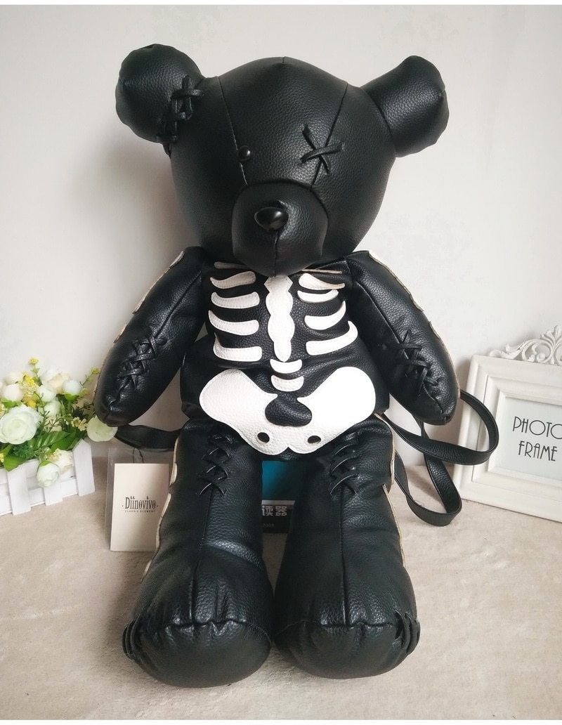 1 Sets of Hod Health & Home Punk Goth Skeleton Bear Backpack | Accessories For Women